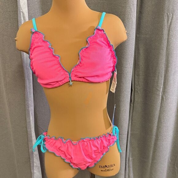 CUPSHE Pink and Blue Ruffle Bikini Set - Picture 15 of 15